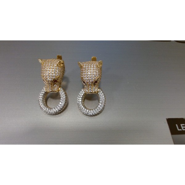 Pendientes pendientes panthera de oro 18k